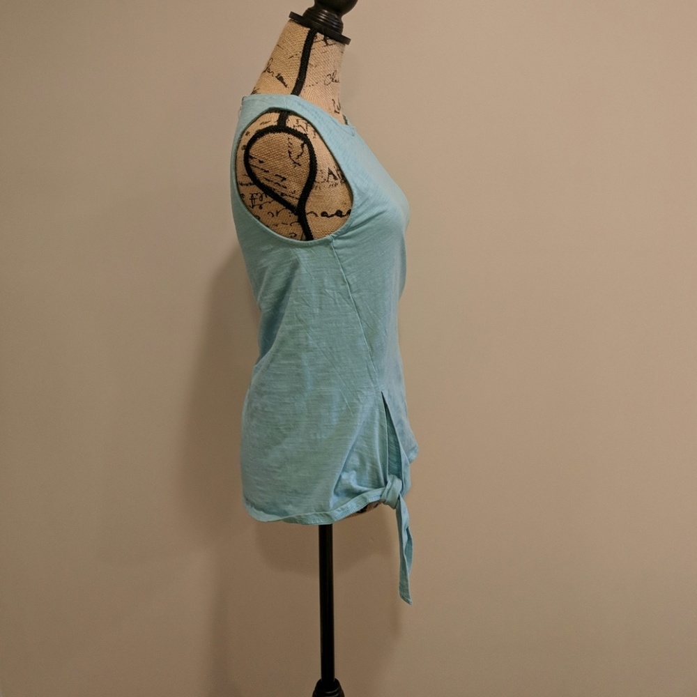 Sleeveless Slub knit Seafoam Side Knot Top - Picture 4 of 8